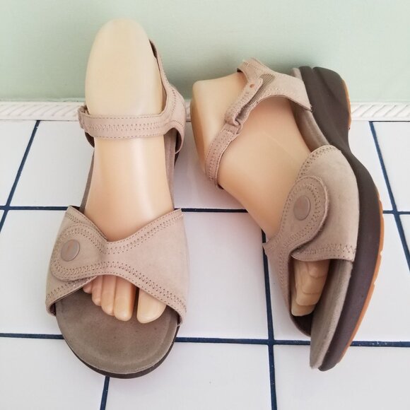 Dansko 40 Sand Tan Leather Sandals Platform Chunky Open Toe 9.5 10 IRIS - Picture 1 of 10